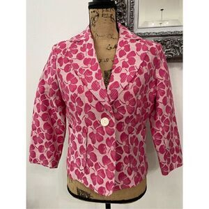Revue Womens Pink Floral Blazer Jacket Sz S